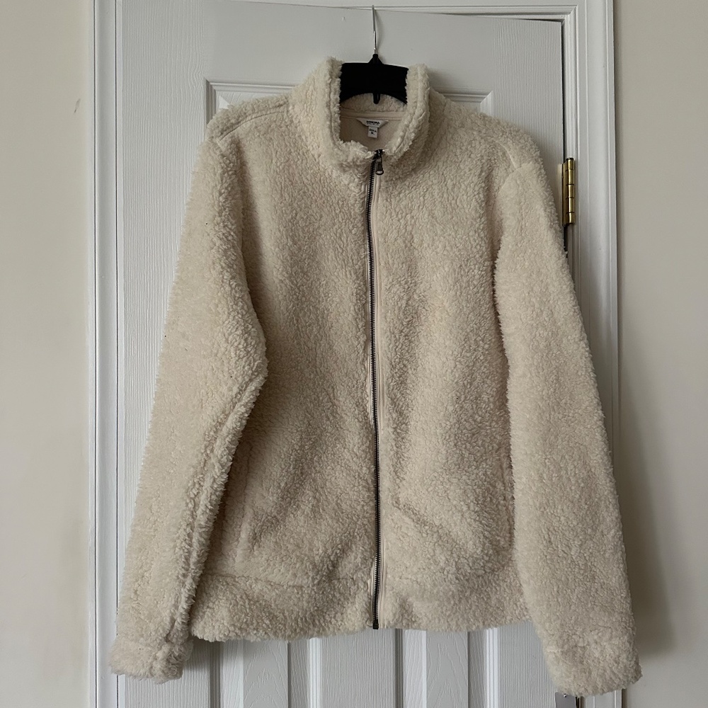 NWT Sonoma SHERPA Zippered Jacket XL Juniors CREAM - Picture 1 of 2